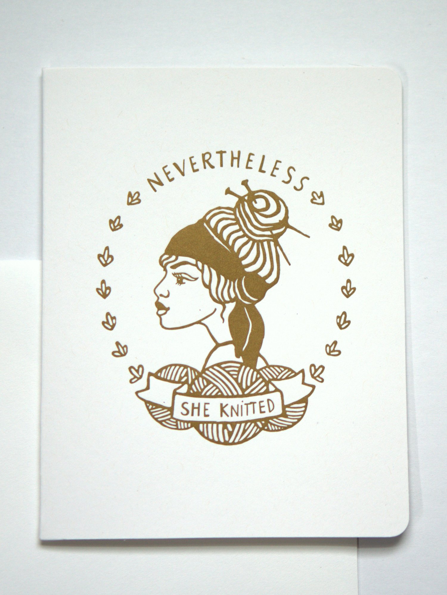 Image of Nevertheless She Knitted - Gold Letter Press Cards