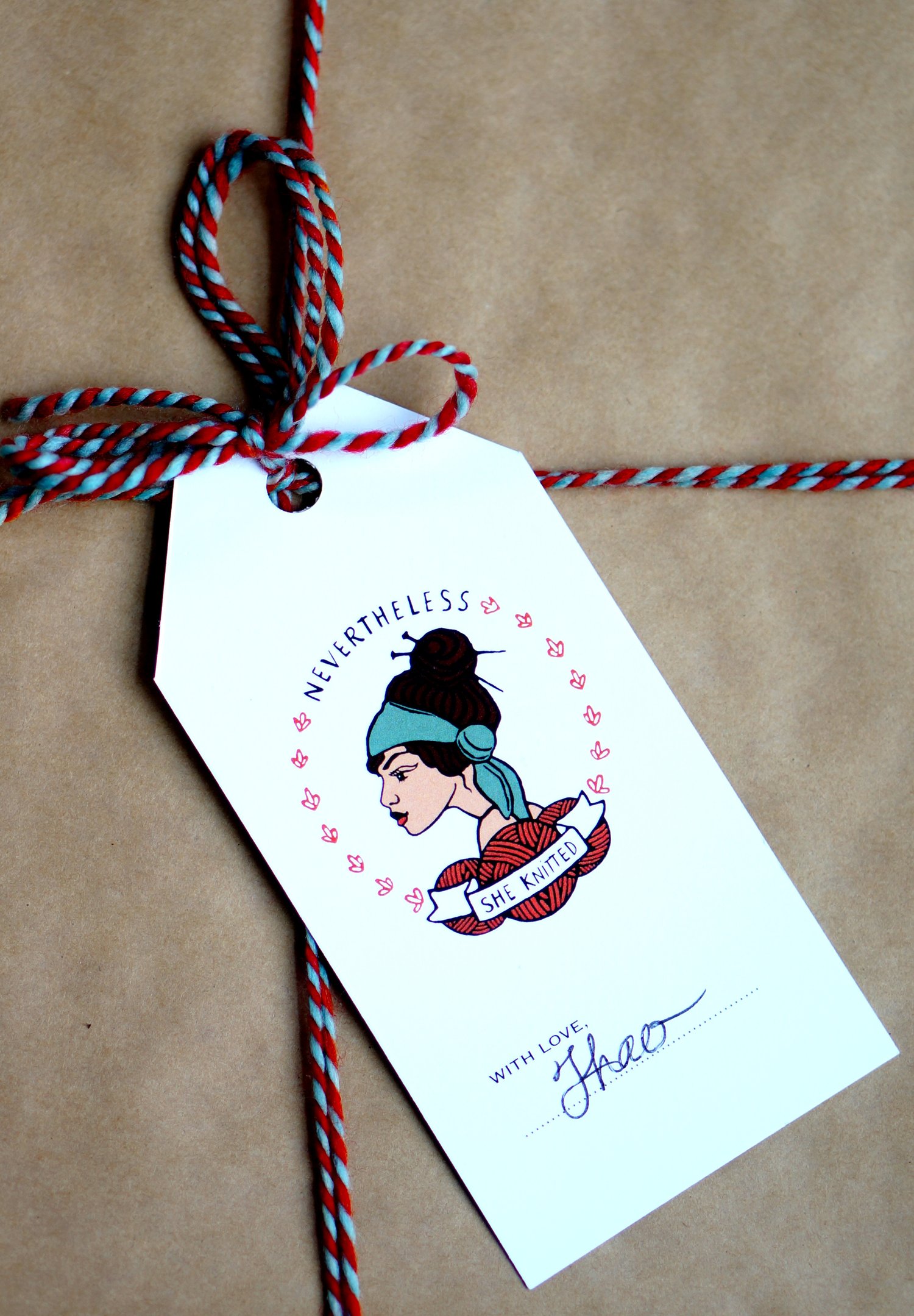 Image of Nevertheless She Knitted Gift tags