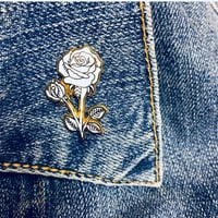 Image 1 of Rose Pin - White and Gold Enamel