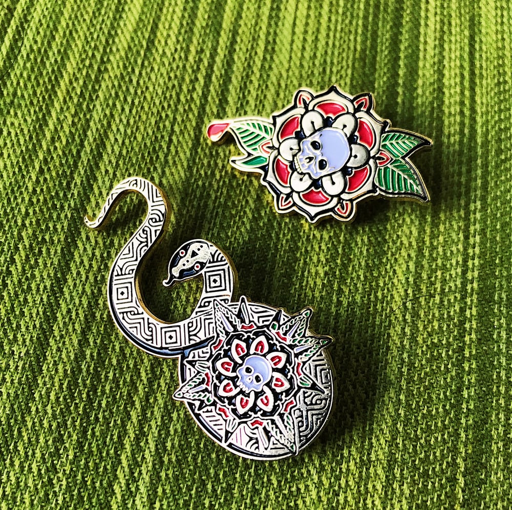 Image of ROSE + SERPENT PIN SET