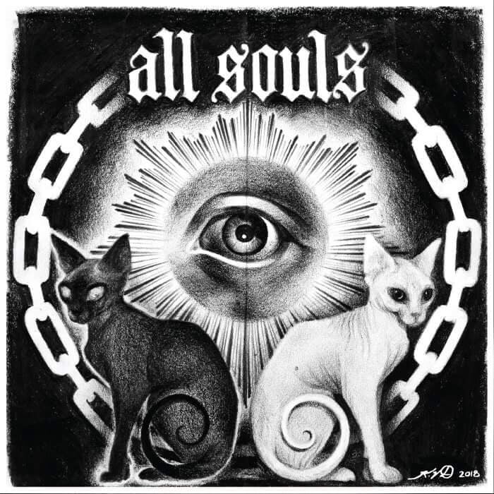 Image of All Souls debut LP screen printed original Kat Von D artwork