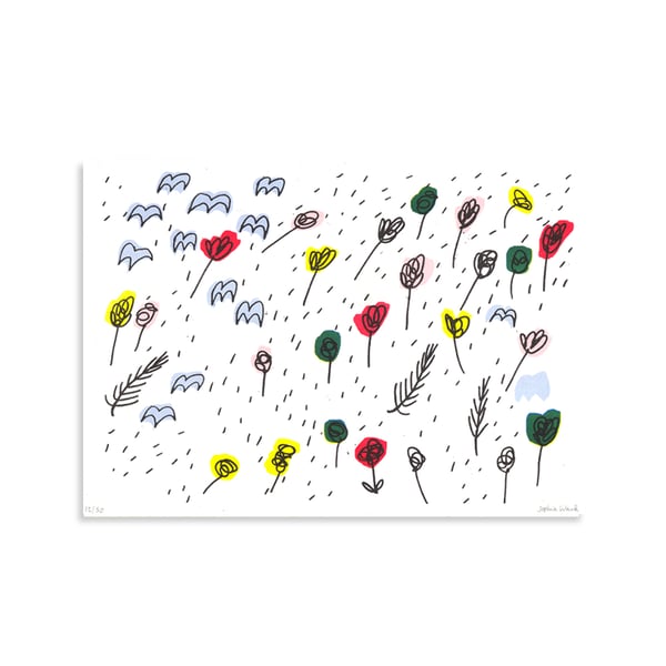 Image of Flowers Risograph Print