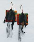 Image 1 of "All Arounder" Ankara, Denim, Tulle & Leather Earrings