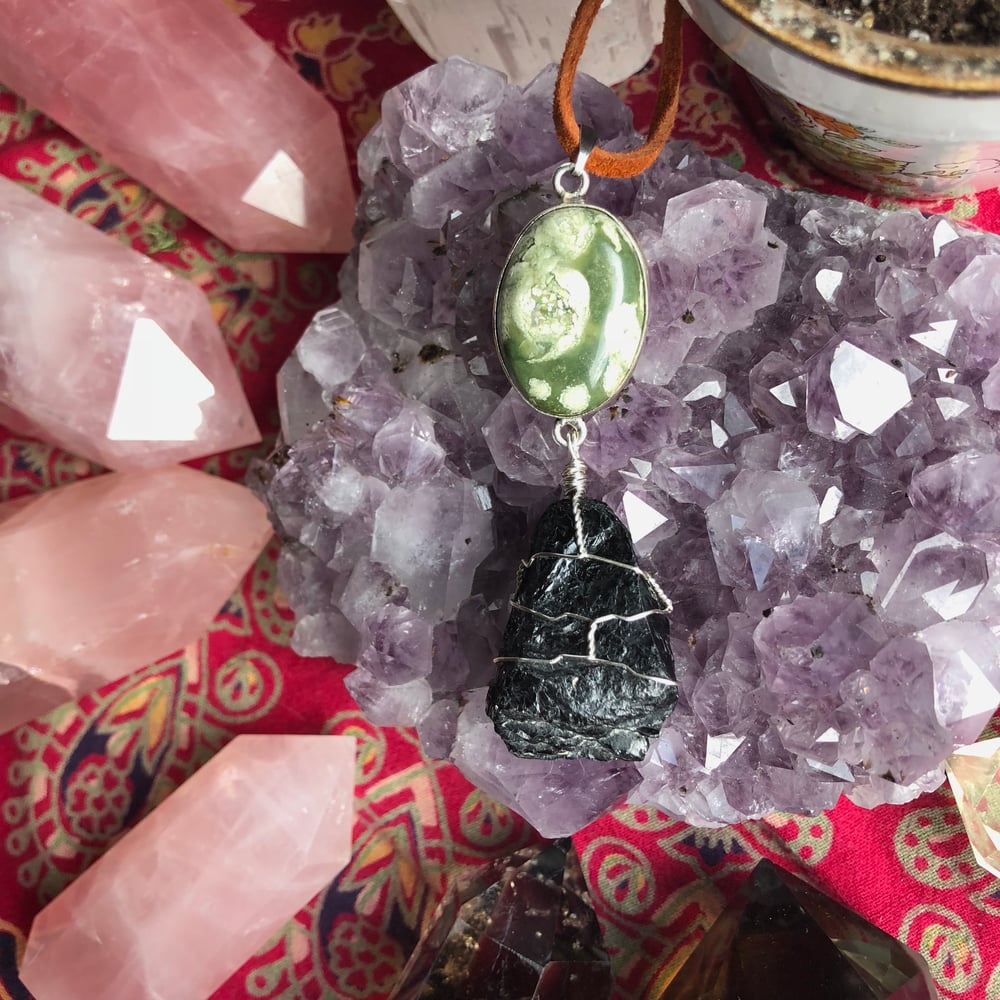 Image of "Grounded in Self-Love, Wholeness & Wisdom" Rainforest Jasper & Black Tourmaline Necklace