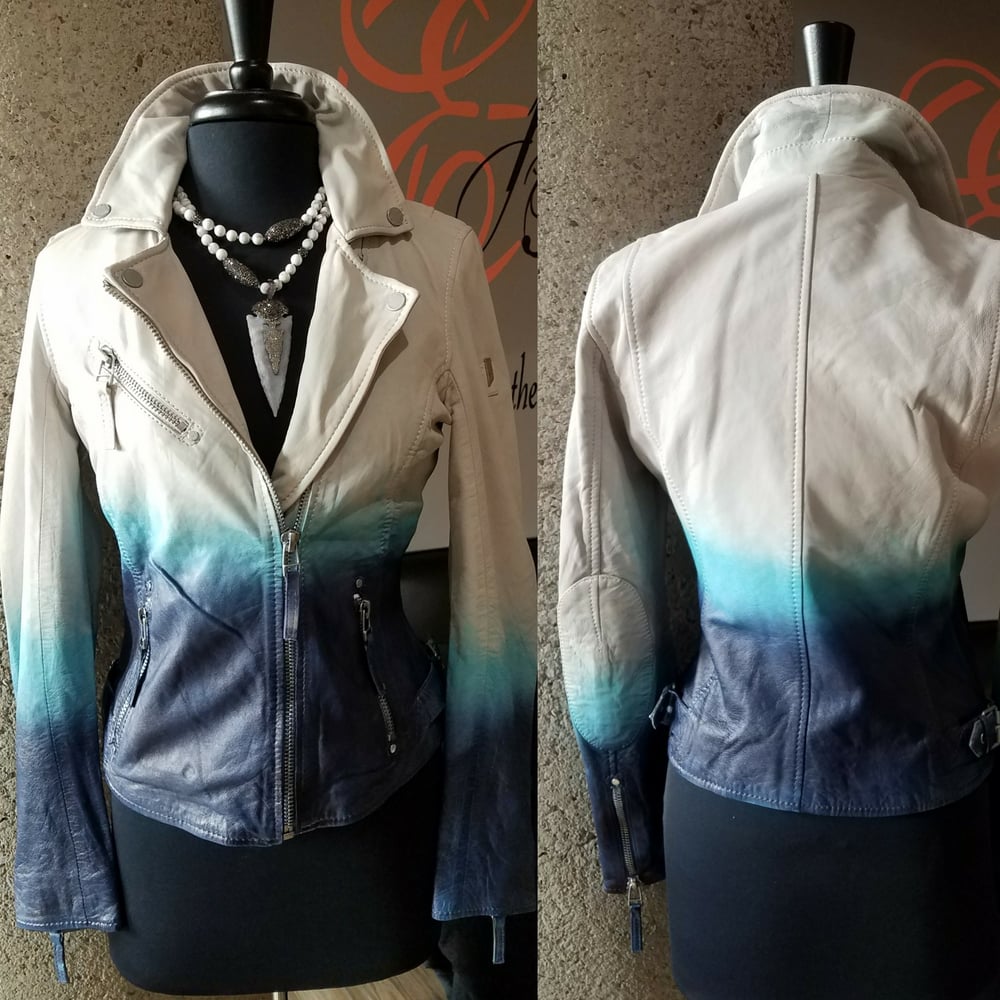 Image of The Shadow Blue Ombre' Leather Jacket-**Regular & Plus/Curvy**