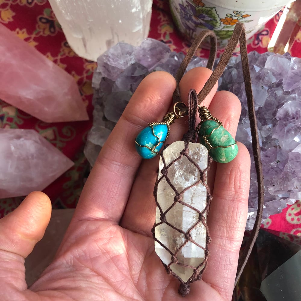 Image of "Divine Goddess of Light & Love" Lemurian Quartz, Chrysocolla + Amazonite Necklace