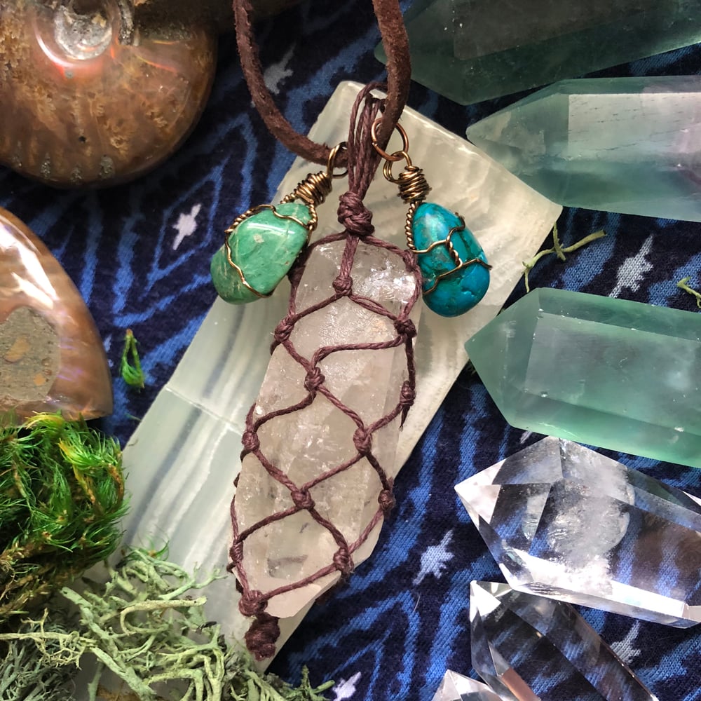 Image of "Divine Goddess of Light & Love" Lemurian Quartz, Chrysocolla + Amazonite Necklace