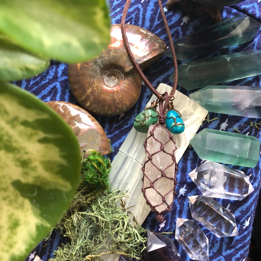 Image of "Divine Goddess of Light & Love" Lemurian Quartz, Chrysocolla + Amazonite Necklace