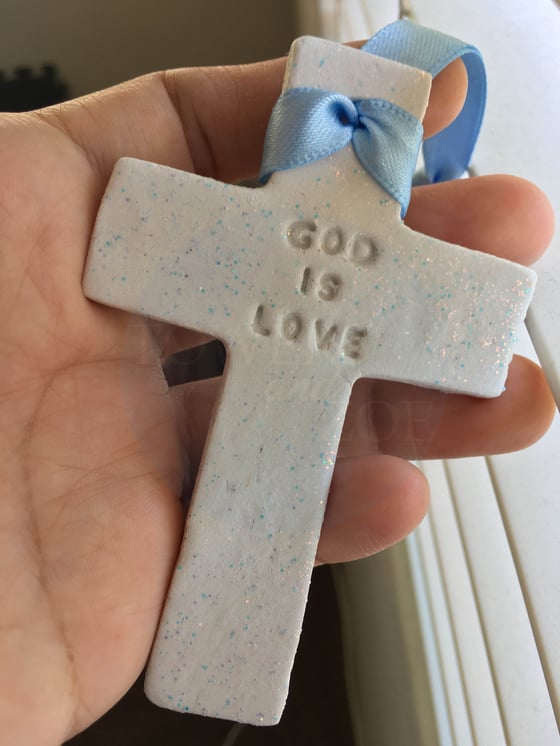 Image of Cross Clay Tag (Big)