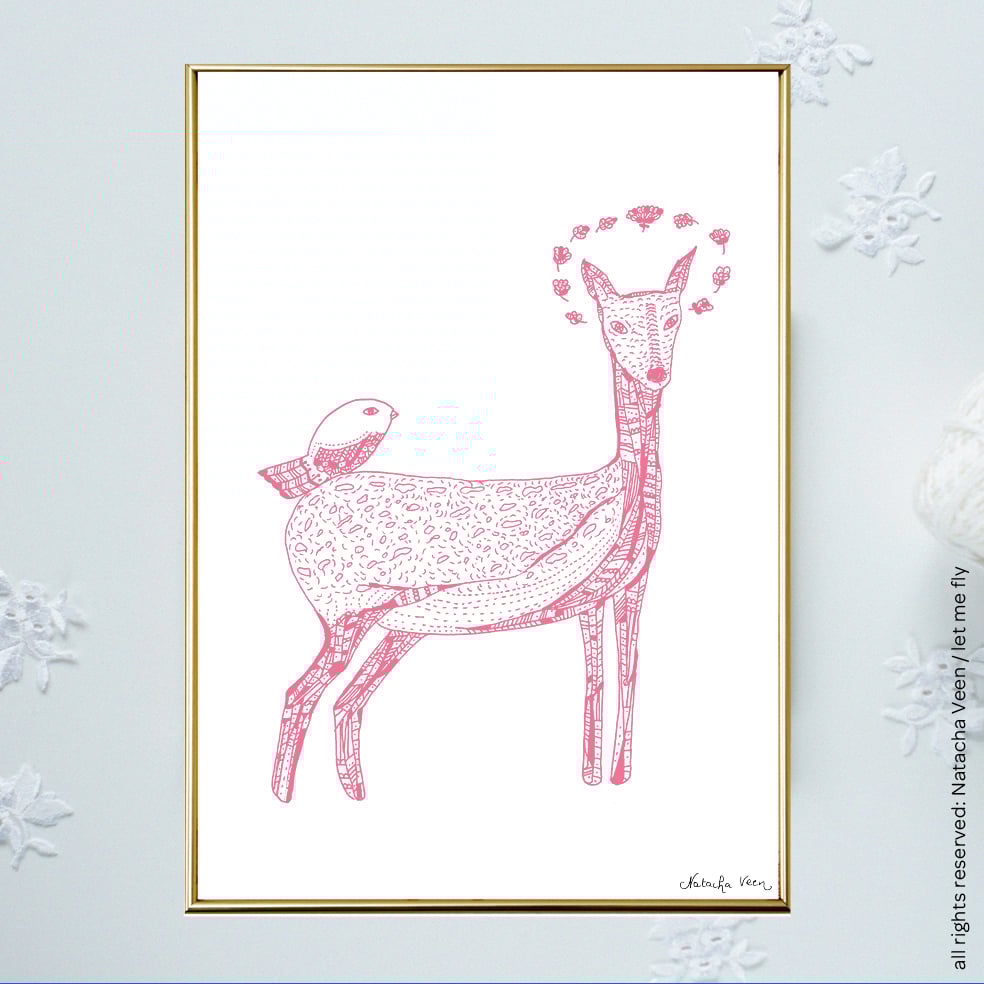 Image of Pink *Bambi Bird*_A4