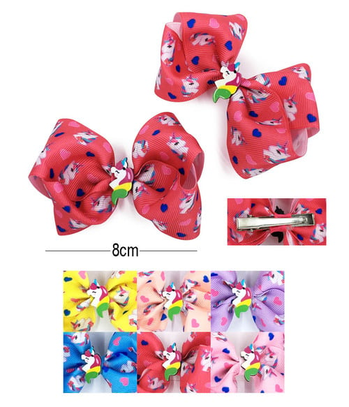 Image of Unicorn 2 Pcs Hair Bow Pin AAM-0339 Assorted Color