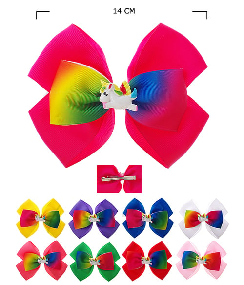 Image of Unicorn Hair Bow Pin Assorted Colors