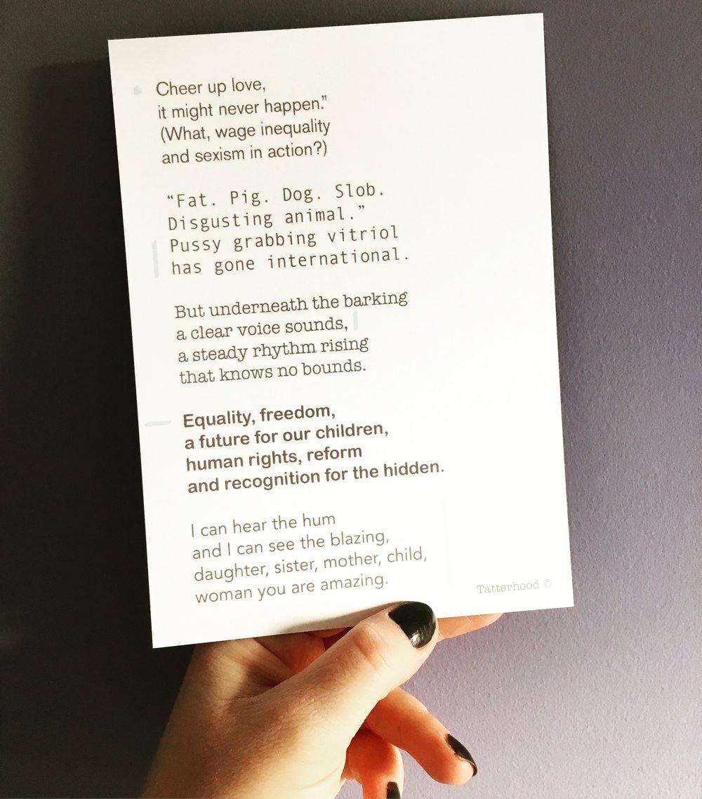 Image of 'The Blazing' International Women's 2018 Day Special Edition Poem Postcard 7x5 size.