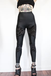 Image 3 of Zig Zag burnout wet look double panel legging