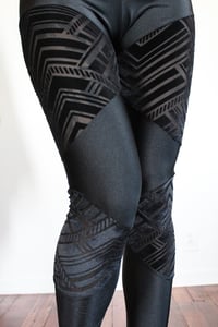Image 2 of Zig Zag burnout wet look double panel legging