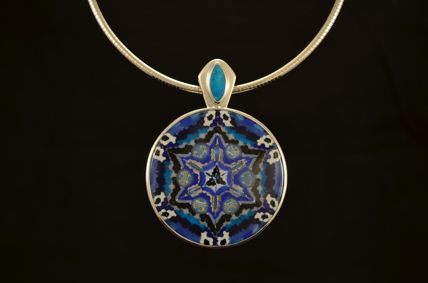 Image of Pendant with @ianchadwickglass, gem silica, and welo opal
