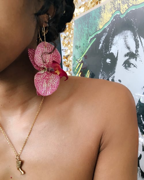 Image of FLOWER GANG :: Striped Orchid Earrings 