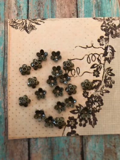 Image of 24 Bronze Vintage 6mm Flower Bead Caps