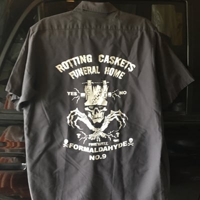 Image of  ROTTING CASKETS FUNERAL HOME {WORKSHIRT BACK IN STOCK