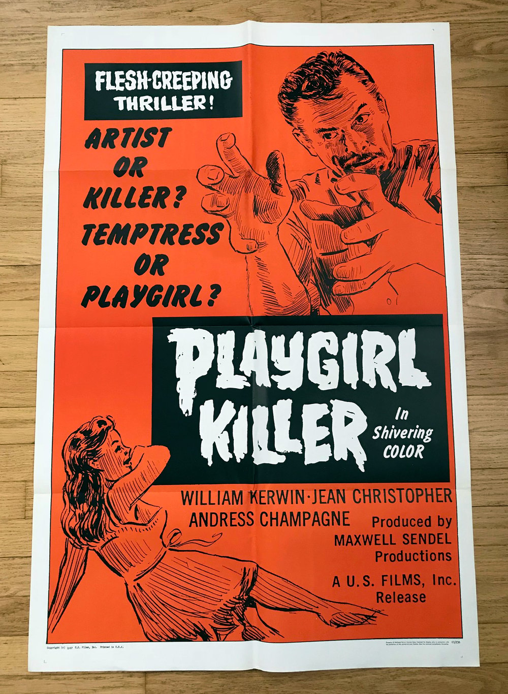 1967 PLAYGIRL KILLER Original U.S. One Sheet Movie Poster