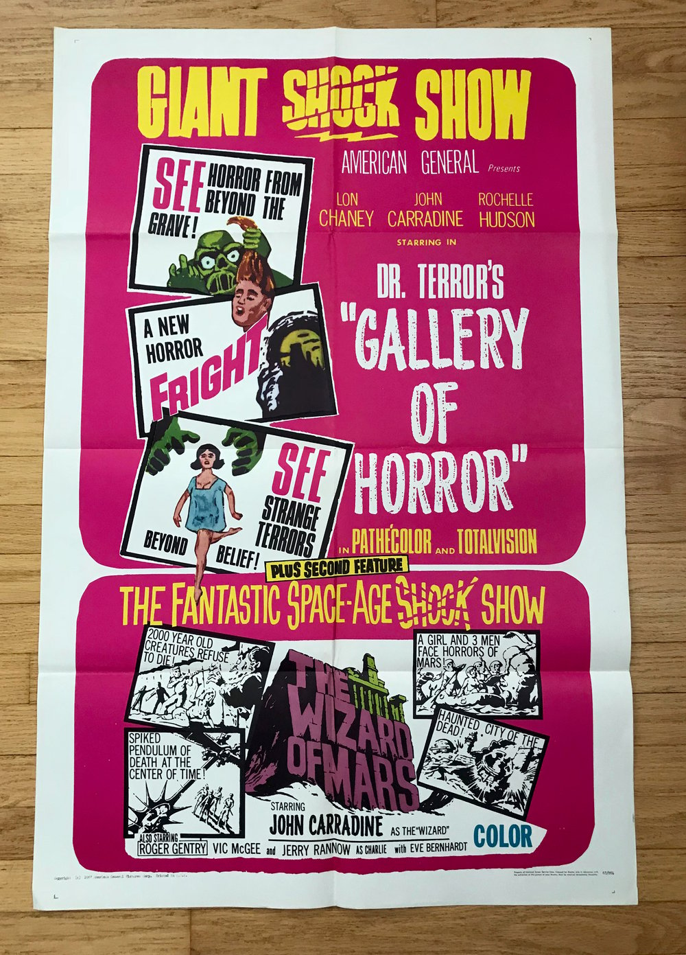 1967 DR. TERROR'S GALLERY OF HORROR/WIZARD OF MARS Original U.S. Double-Bill One Sheet Movie Poster