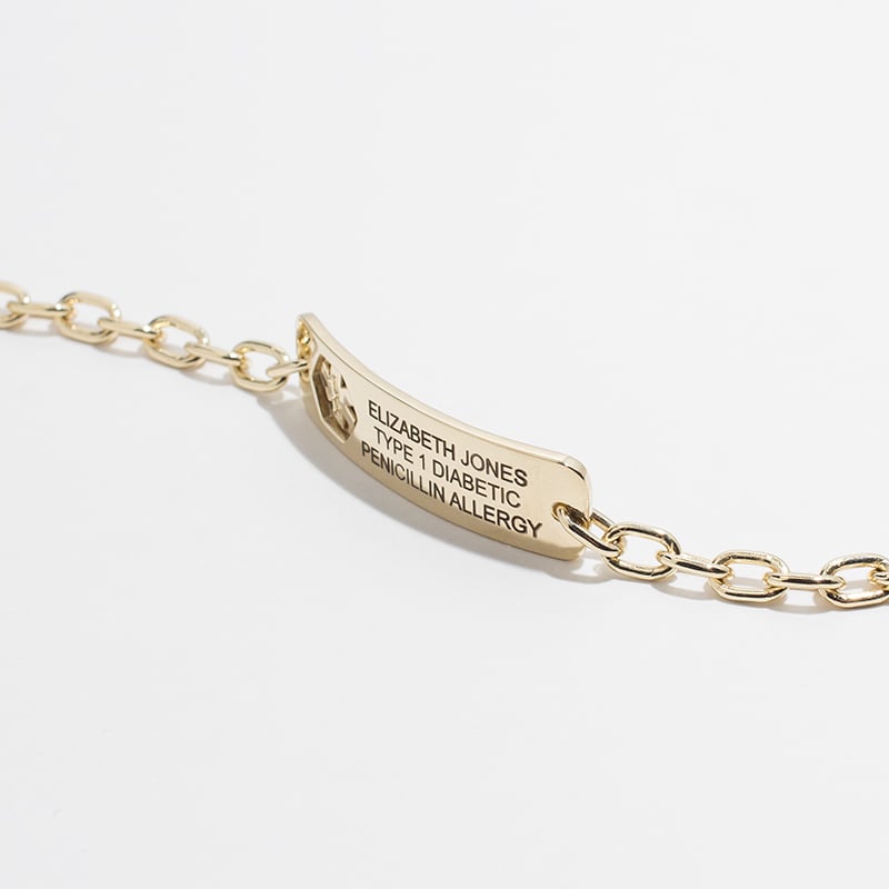 Image of WINNOW Solid 14k Gold Engraved Medical ID Bracelet