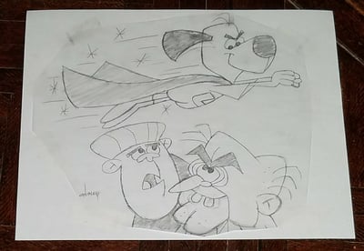 Image of UNDERDOG, SIMON BARSINISTER, and CAD LACKEY 8.5x11 PENCIL SKETCH