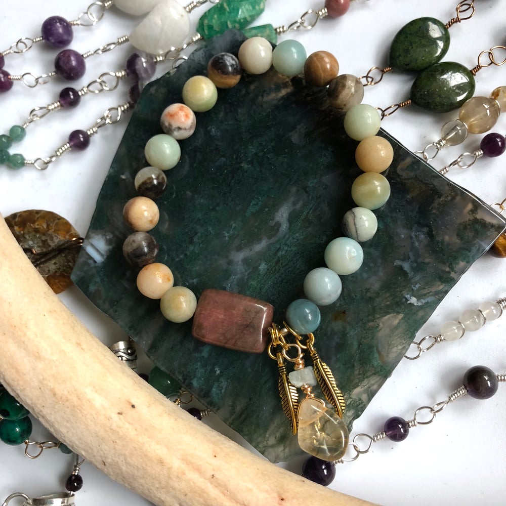 Image of "Sweet Soother" Amazonite, Rhodonite + Citrine Bracelet