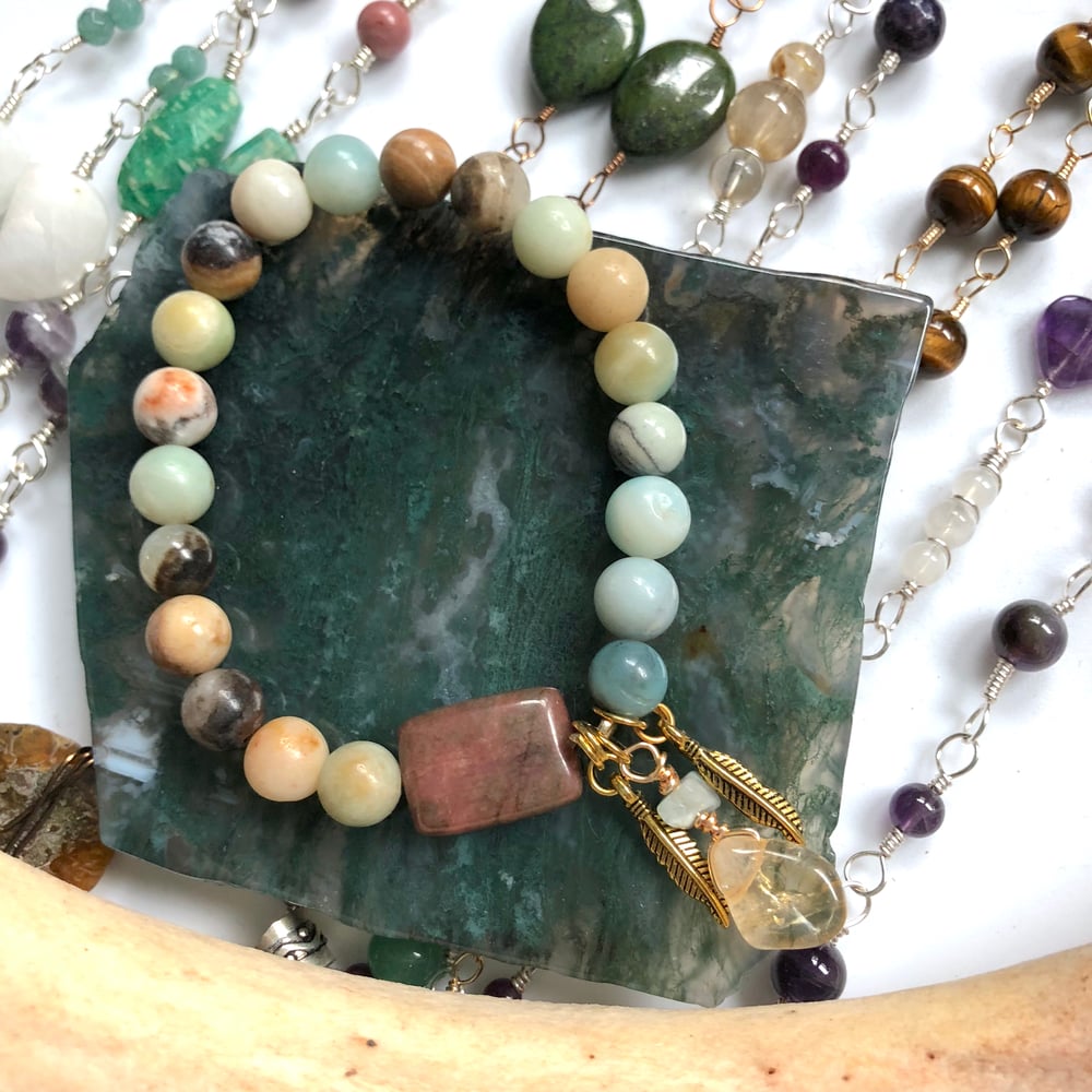 Image of "Sweet Soother" Amazonite, Rhodonite + Citrine Bracelet