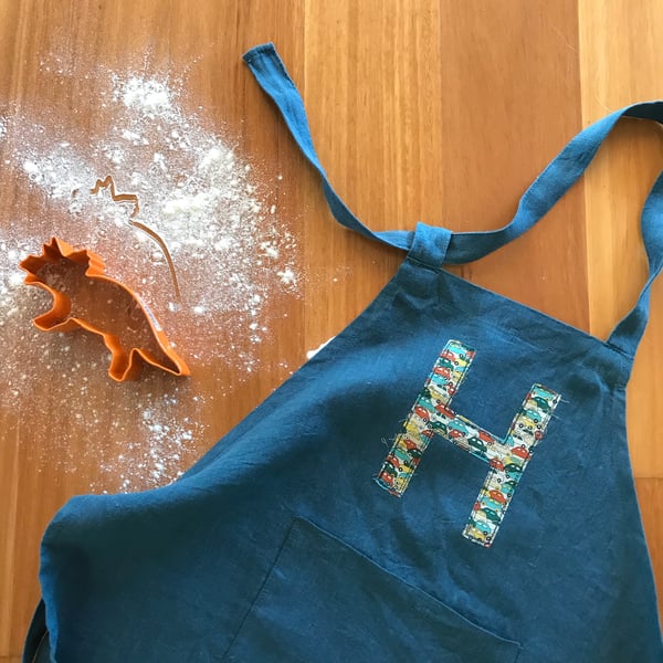 Image of Children's personalised apron in Teal