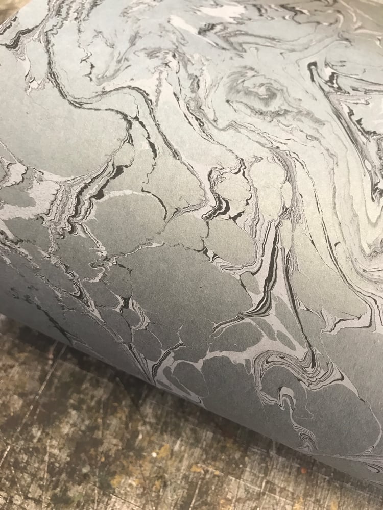 Image of Marbled Paper #73 'Luana Stone Effect' Marbled Paper on Grey Base Paper