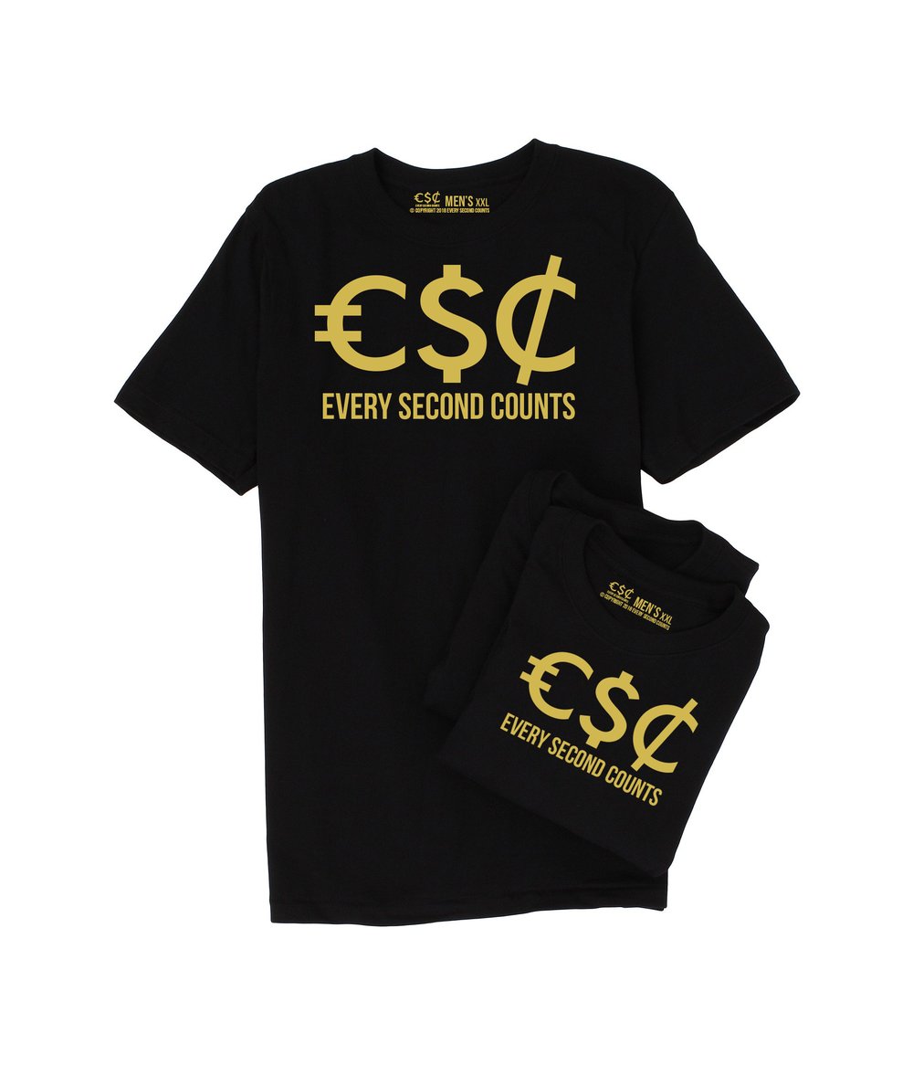 Image of BLK/GLD Every Second Counts T-Shirt