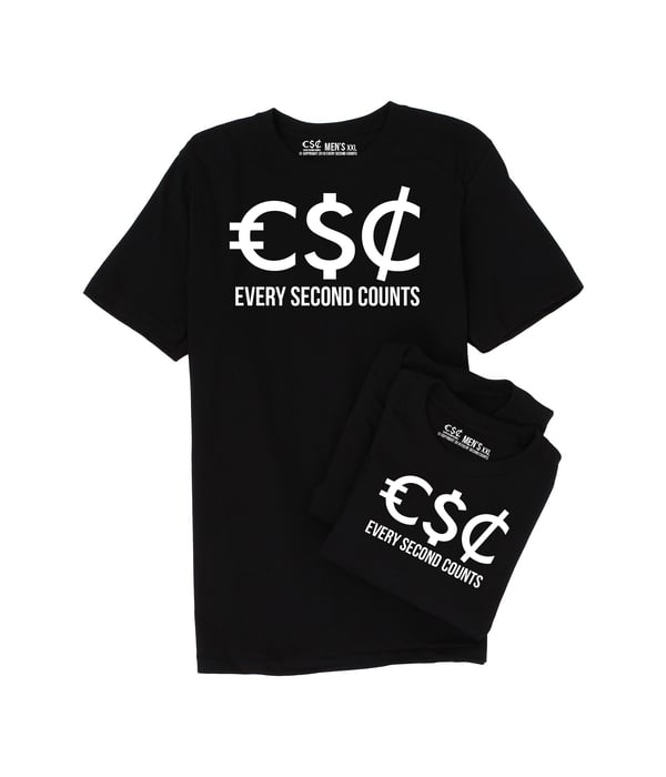 Image of BLK/WHT Every Second Counts T-Shirt