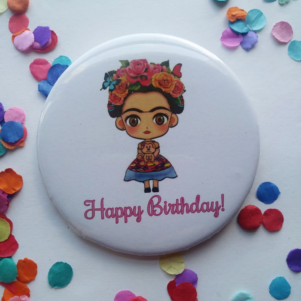 Image of Floral Happy Birthday Button