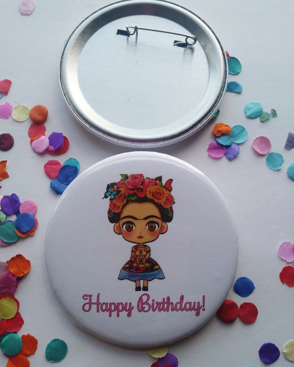 Floral Happy Birthday Button