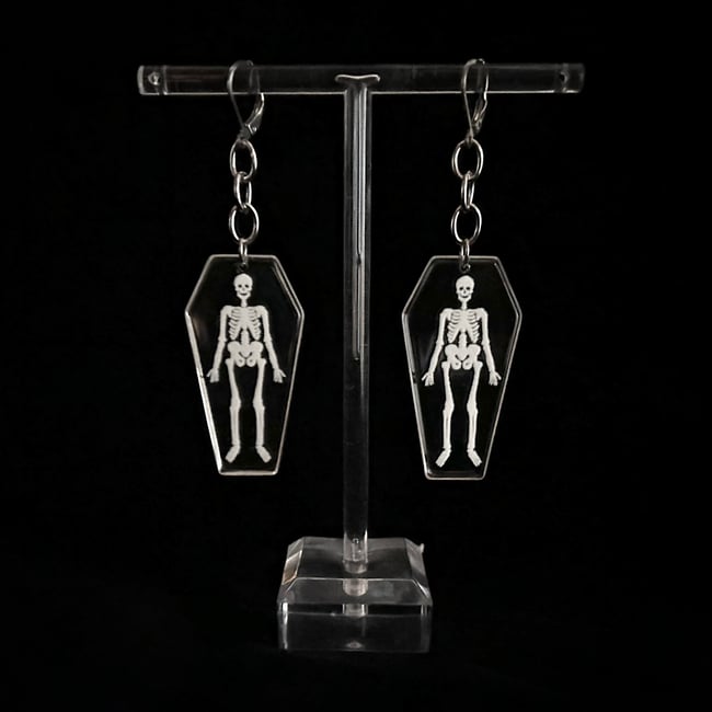 clear coffin dangle earrings 