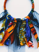 Image 3 of "Mini Whirlwind" Ankara & Denim Earrings