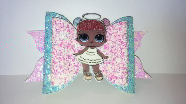 Image of large 4.5" glitter lol doll hair bow clip
