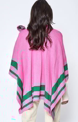 Image of Striped Shoulder Strap Ruana Poncho