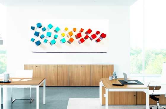 Image of 'MID MOD CUBES' | Wall Sculpture |  3-D Wall Sculpture | Modern Art | 3D Wood Art | Commercial Art