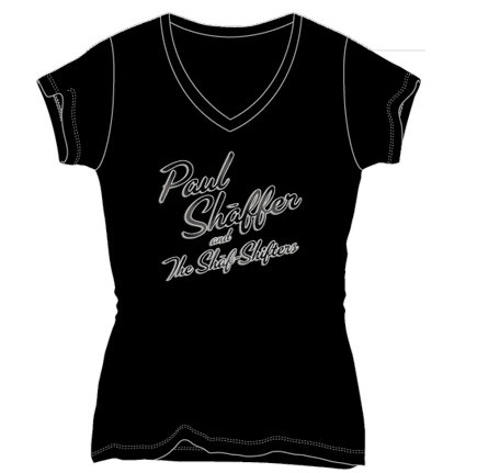 Image of Paul Shaffer and The Shaf-Shifters Ladies Silver & Glitter T-Shirt