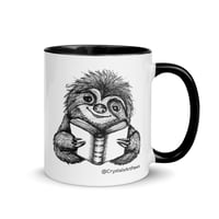 Image 3 of Book Reading Sloth Coffee Mug Line Art by CrystalsArtPaws