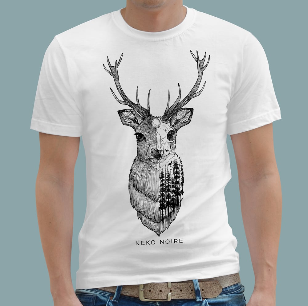 Image of Skeleton Stag // White Tee
