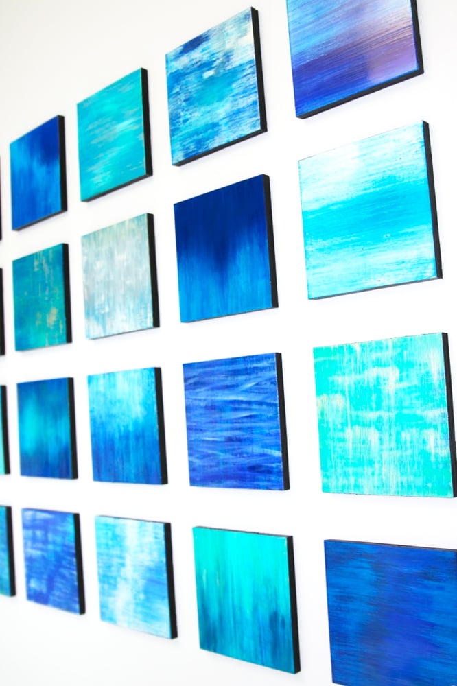 Image of 'POETICALLY BLUE' | Blue Wall Art | Wood Wall Art | Modern Wall Sculpture | Abstract Painting