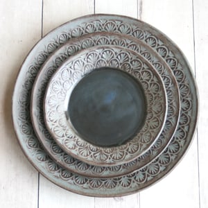 Image of Modern Handmade Dinnerware Stoneware Three Piece Set Made in USA