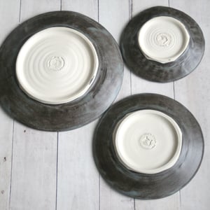 Image of Modern Handmade Dinnerware Stoneware Three Piece Set Made in USA