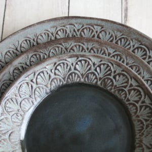Image of Modern Handmade Dinnerware Stoneware Three Piece Set Made in USA