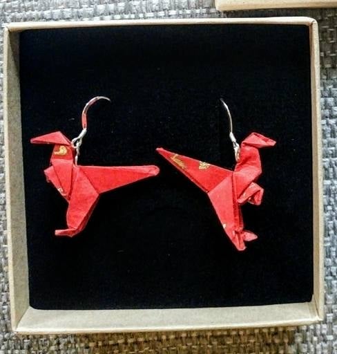 Image of Red Dinosaur Earrings