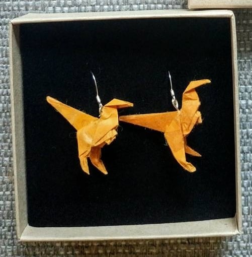 Image of Orange Dinosaue Earrings