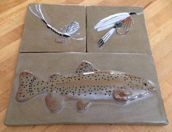 Image of Trout and two Fly's